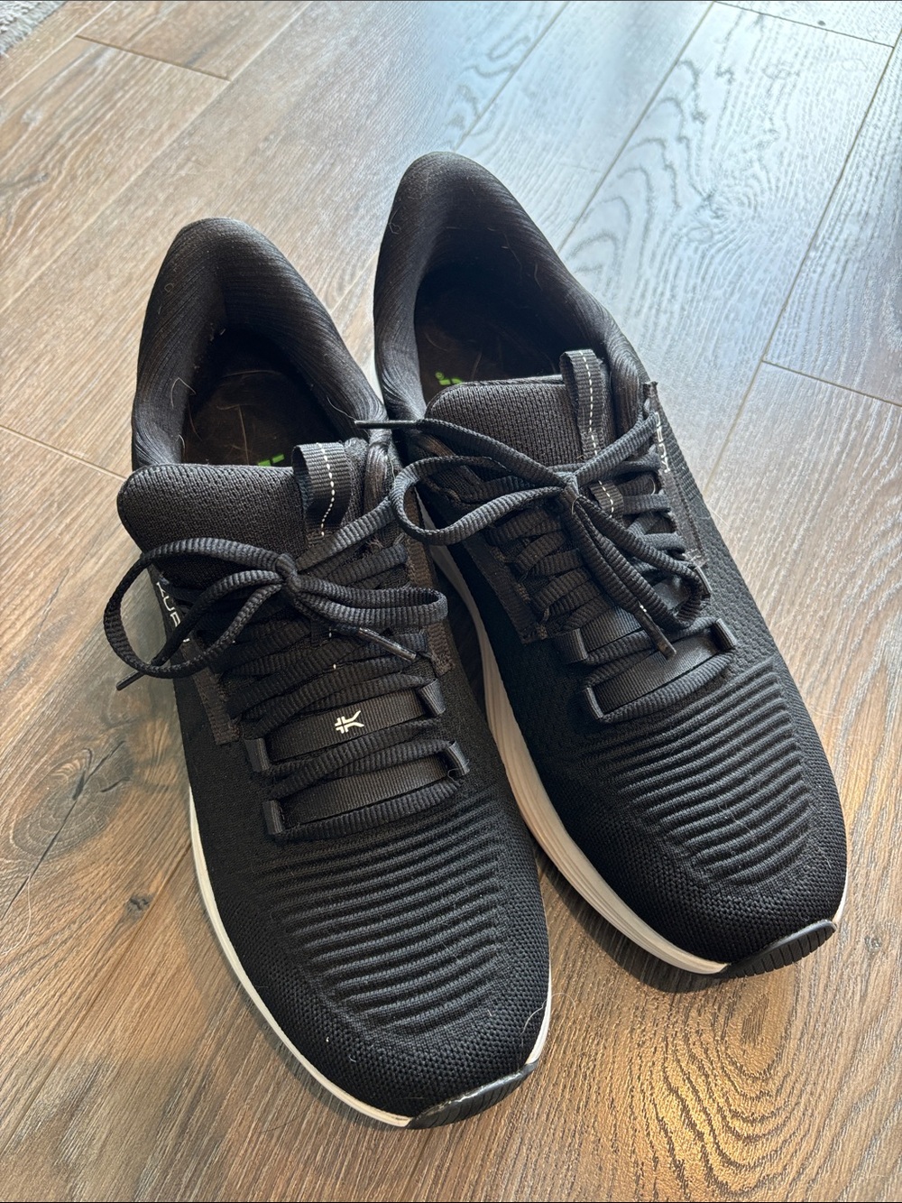 KURU Men's Black Knit Athletic Sneakers with White Midsole